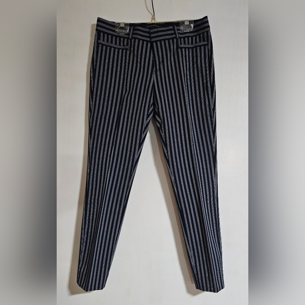 Banana Republic Black and White Pinstripe Cropped Straight-Leg Pants